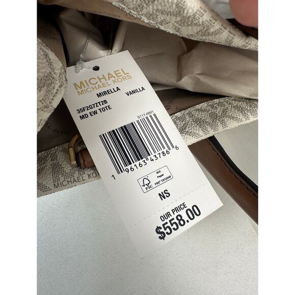 NEW Michael Kors Mirella Medium Tote Monogram Brown - Picture 3 of 4